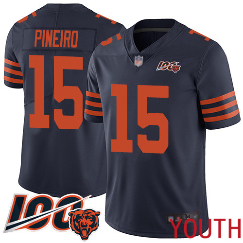 Chicago Bears Limited Navy Blue Youth Eddy Pineiro Jersey NFL Football #15 100th Season Rush Vapor Untouchable